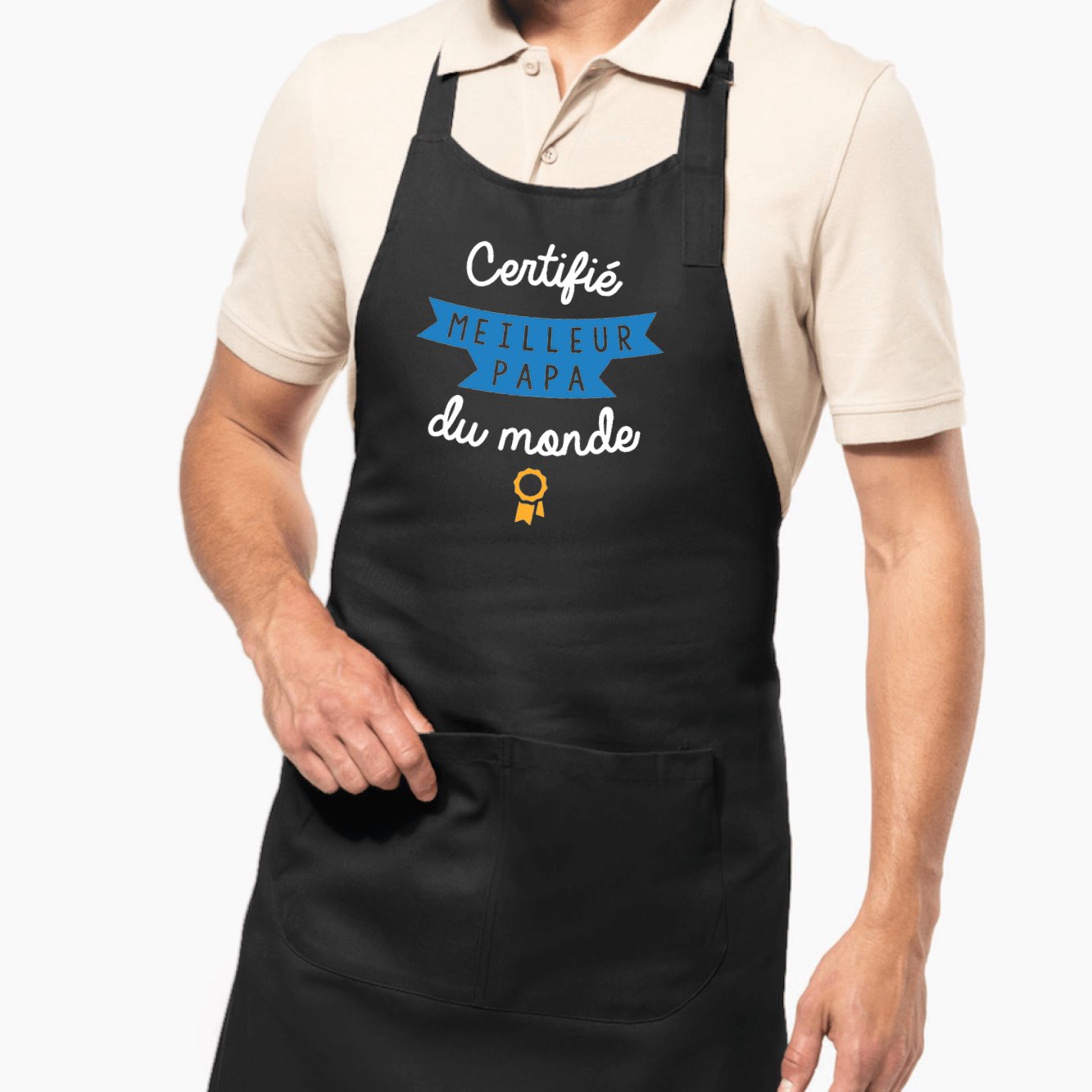Tablier Certifié meilleur papa du monde Noir