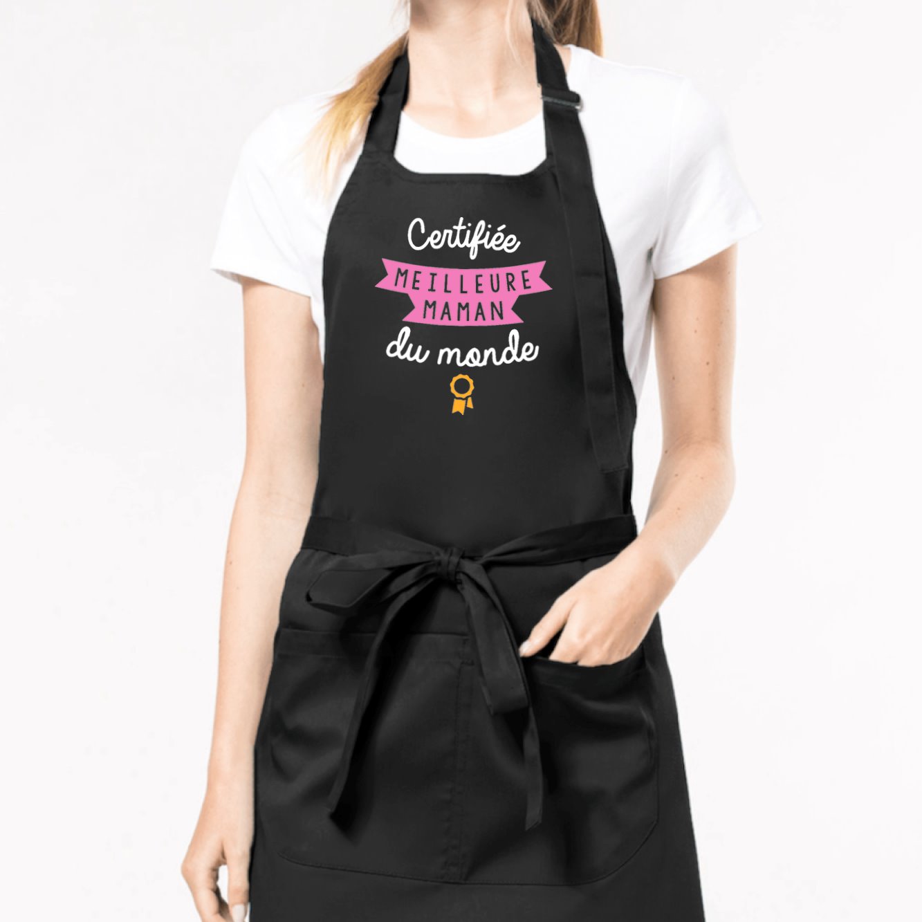 Tablier Certifiée meilleure maman du monde Noir