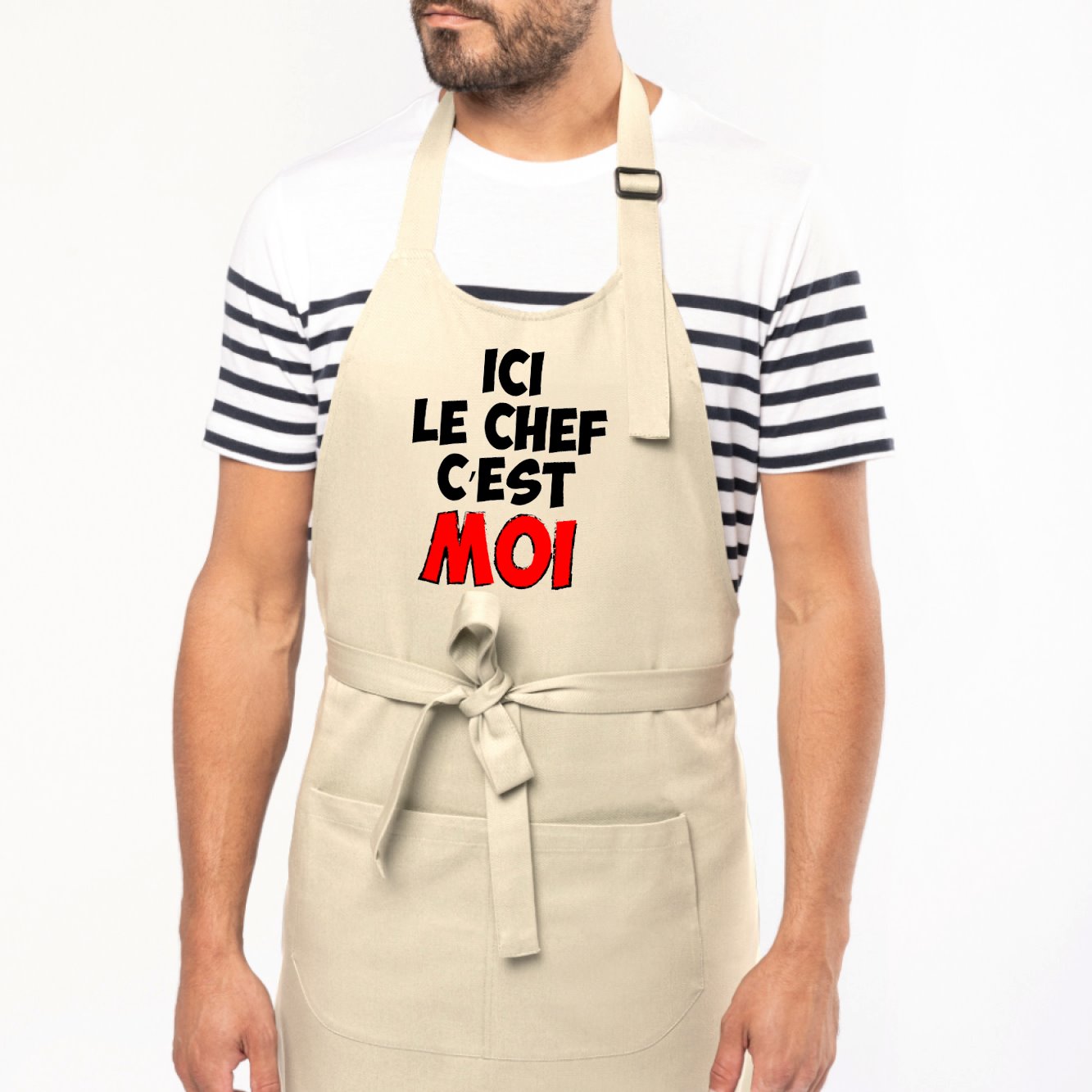 Tablier Ici le chef c'est moi Beige