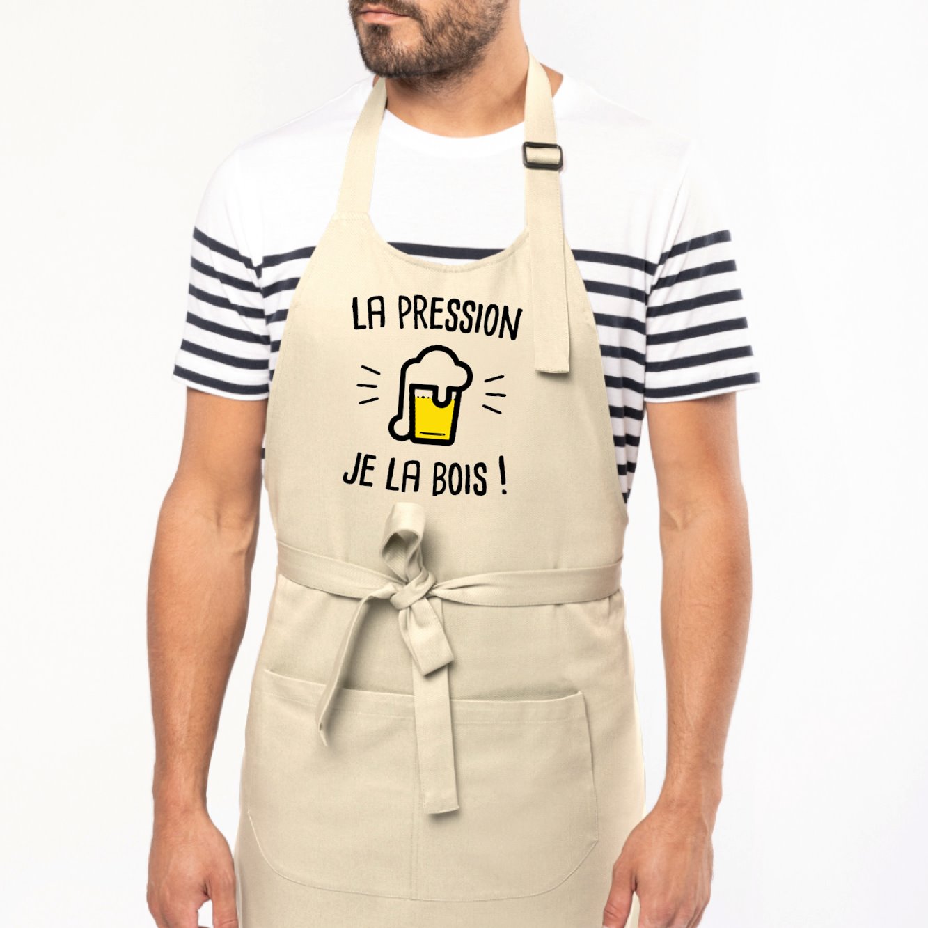 Tablier La pression je la bois Beige