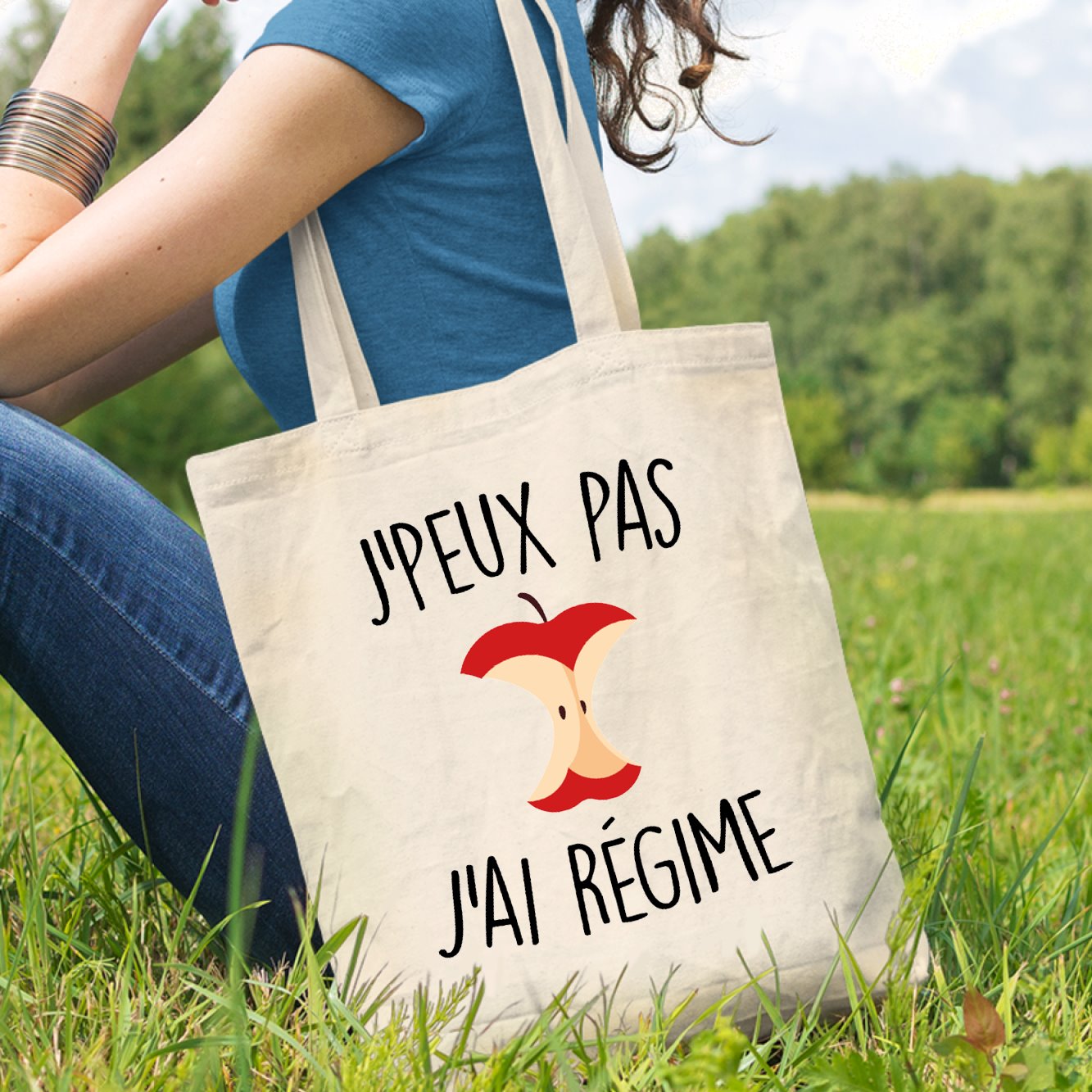 Tote bag J'peux pas j'ai régime Beige