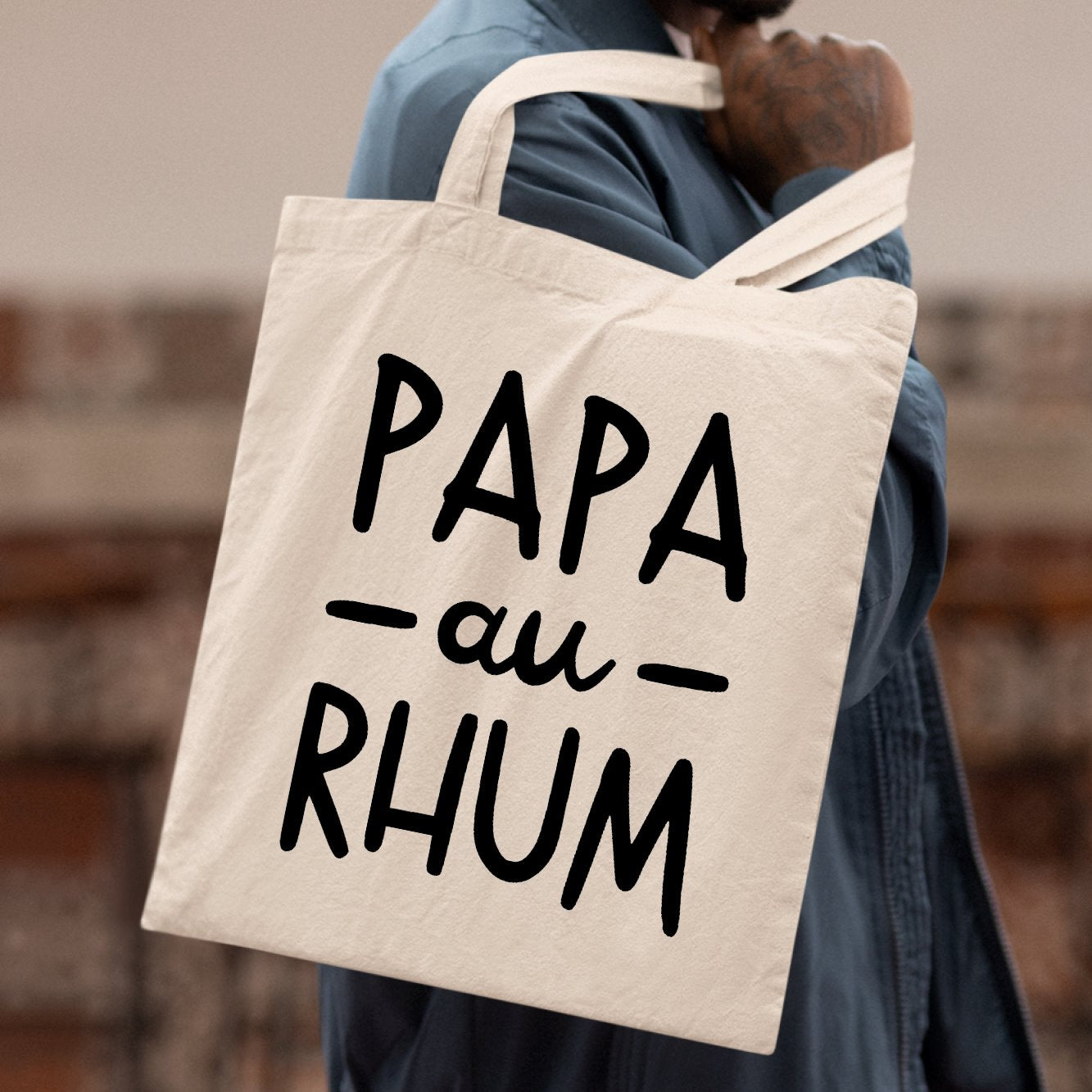 Tote bag Papa au rhum Beige