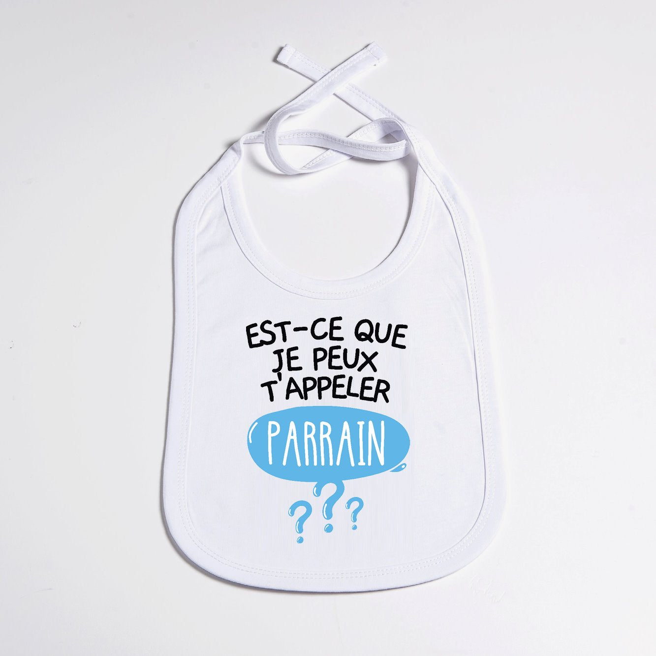 Bavoir Bébé Est-ce que je peux t'appeler parrain Blanc