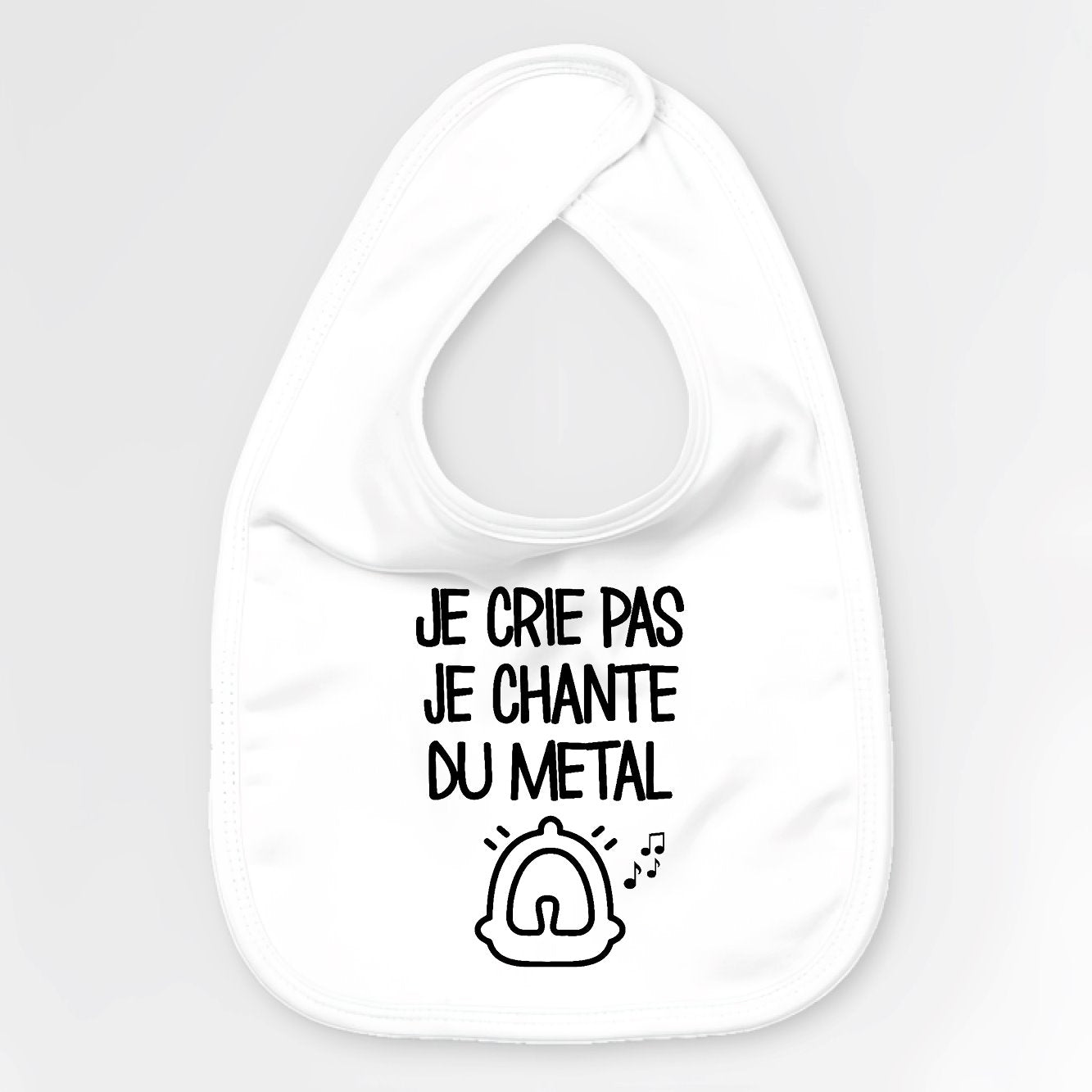 Bavoir Bébé Je crie pas je chante du métal Blanc