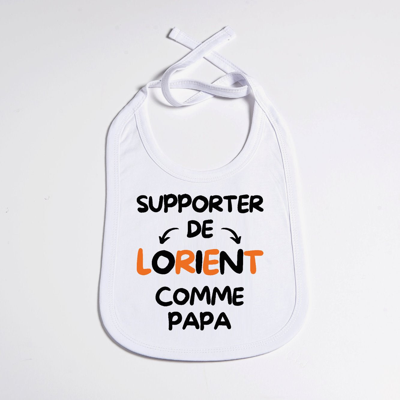 Bavoir Bébé Supporter de Lorient comme papa Blanc