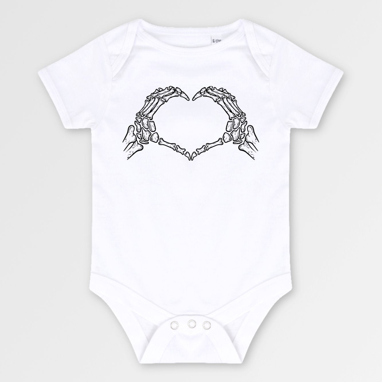 Body Bébé Coeur mains squelette Blanc
