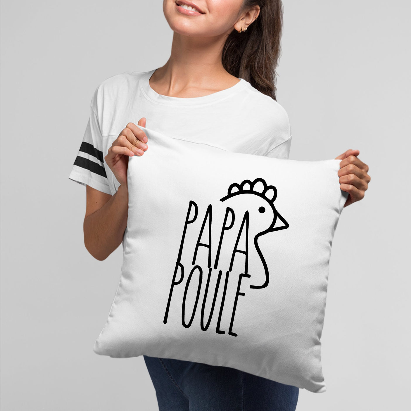 Coussin Papa poule Blanc