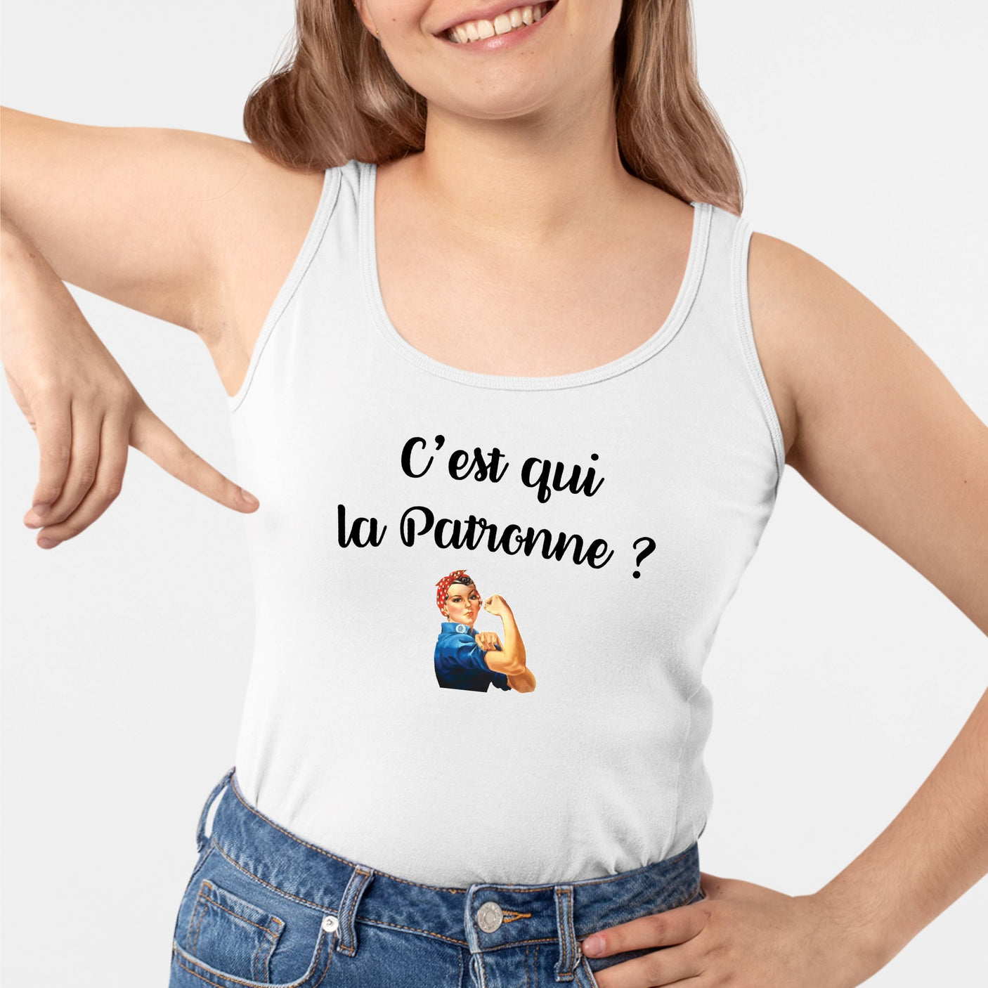 Débardeur Femme C'est qui la patronne Blanc