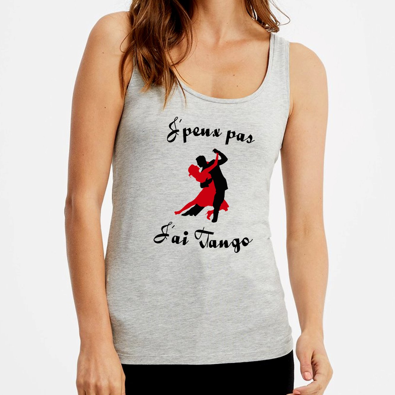 Débardeur Femme J'peux pas j'ai tango Gris