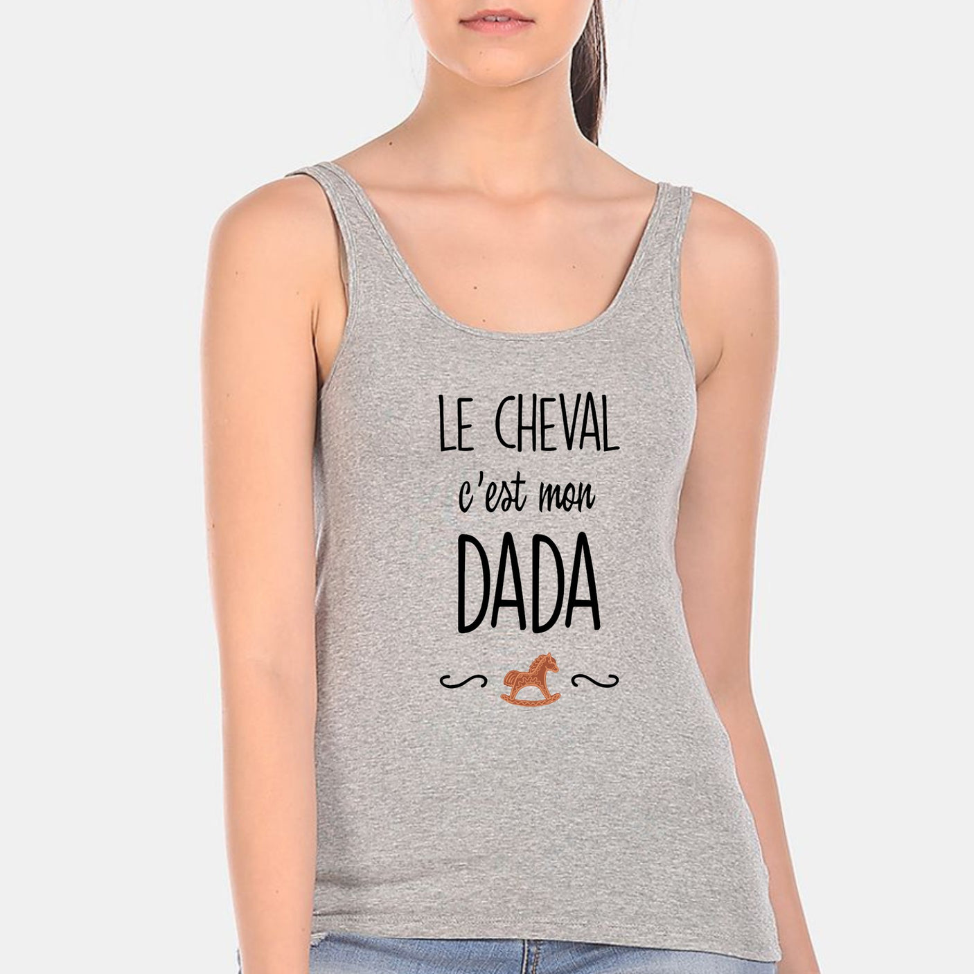 Débardeur Femme Le cheval c'est mon dada Gris