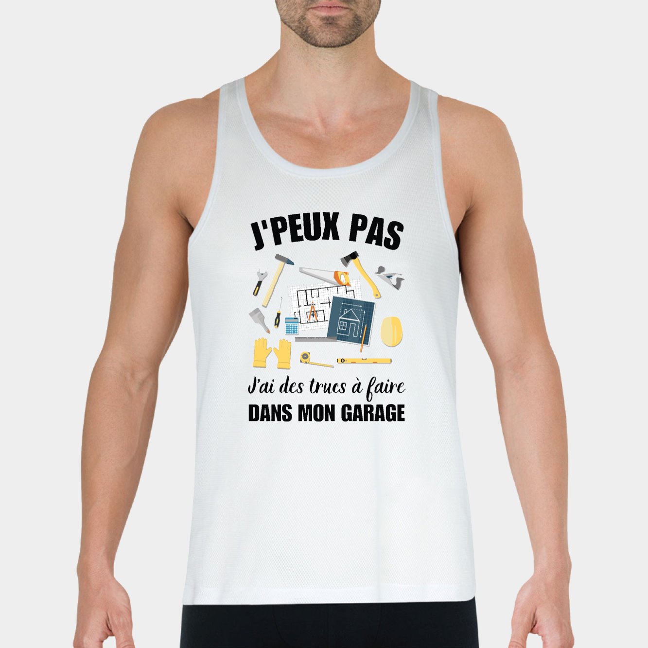 Débardeur Homme J'peux pas j'ai garage Blanc