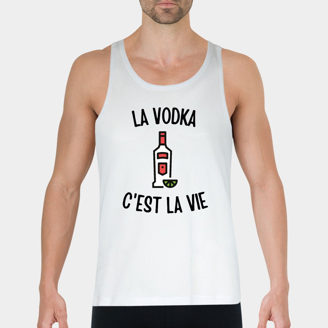 Débardeur Homme La vodka c'est la vie Blanc