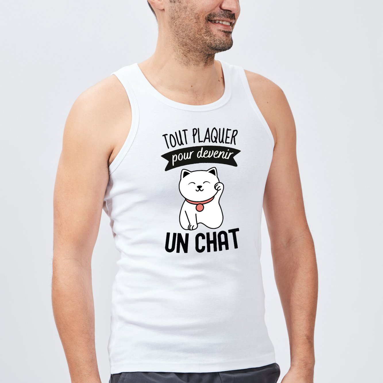 Débardeur Homme Tout plaquer pour devenir un chat Blanc
