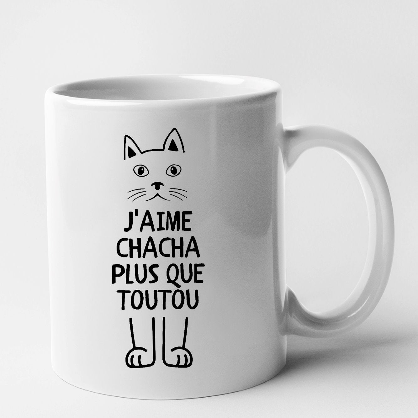 Mug J'aime chacha plus que toutou Blanc