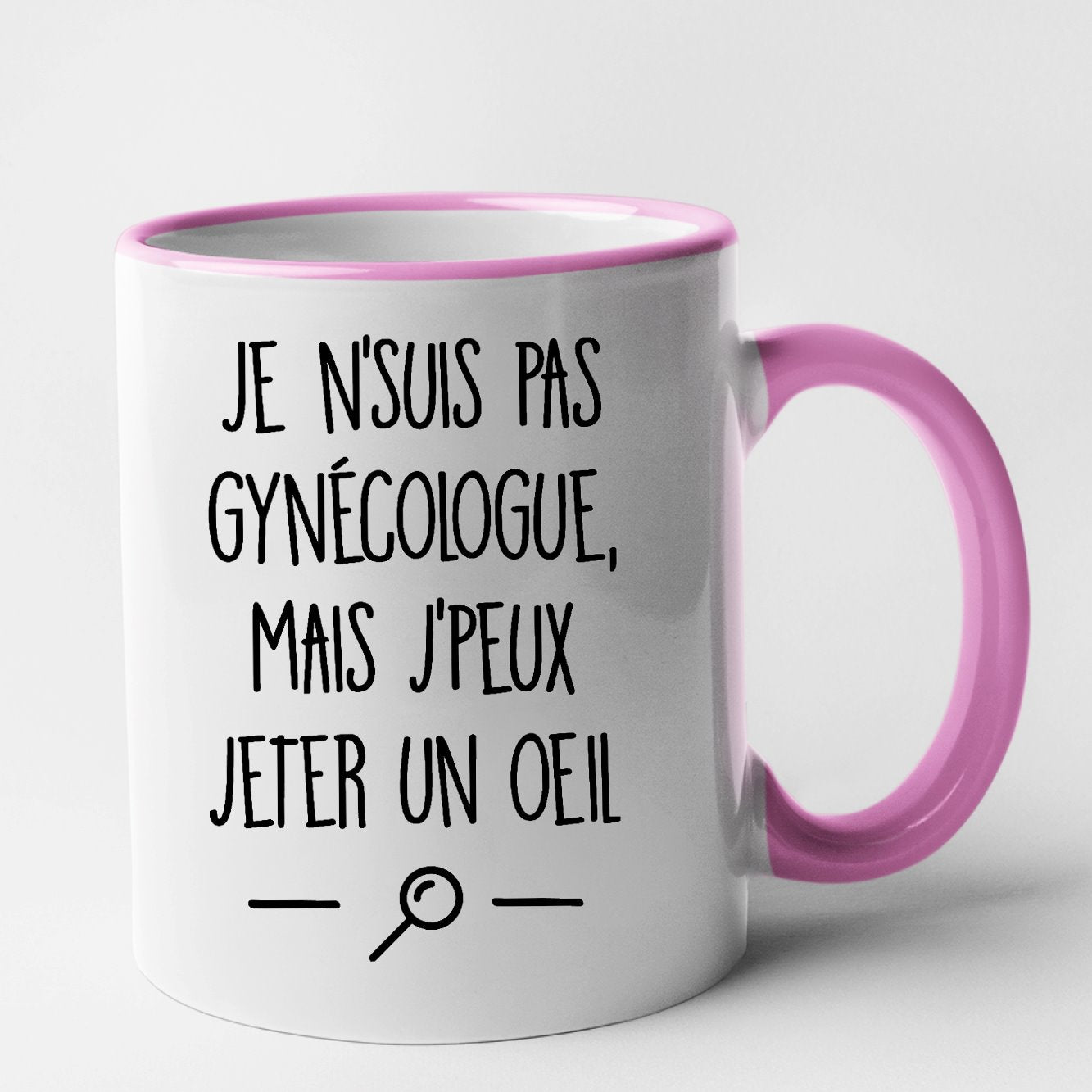 Mug Je ne suis pas gynécologue Rose