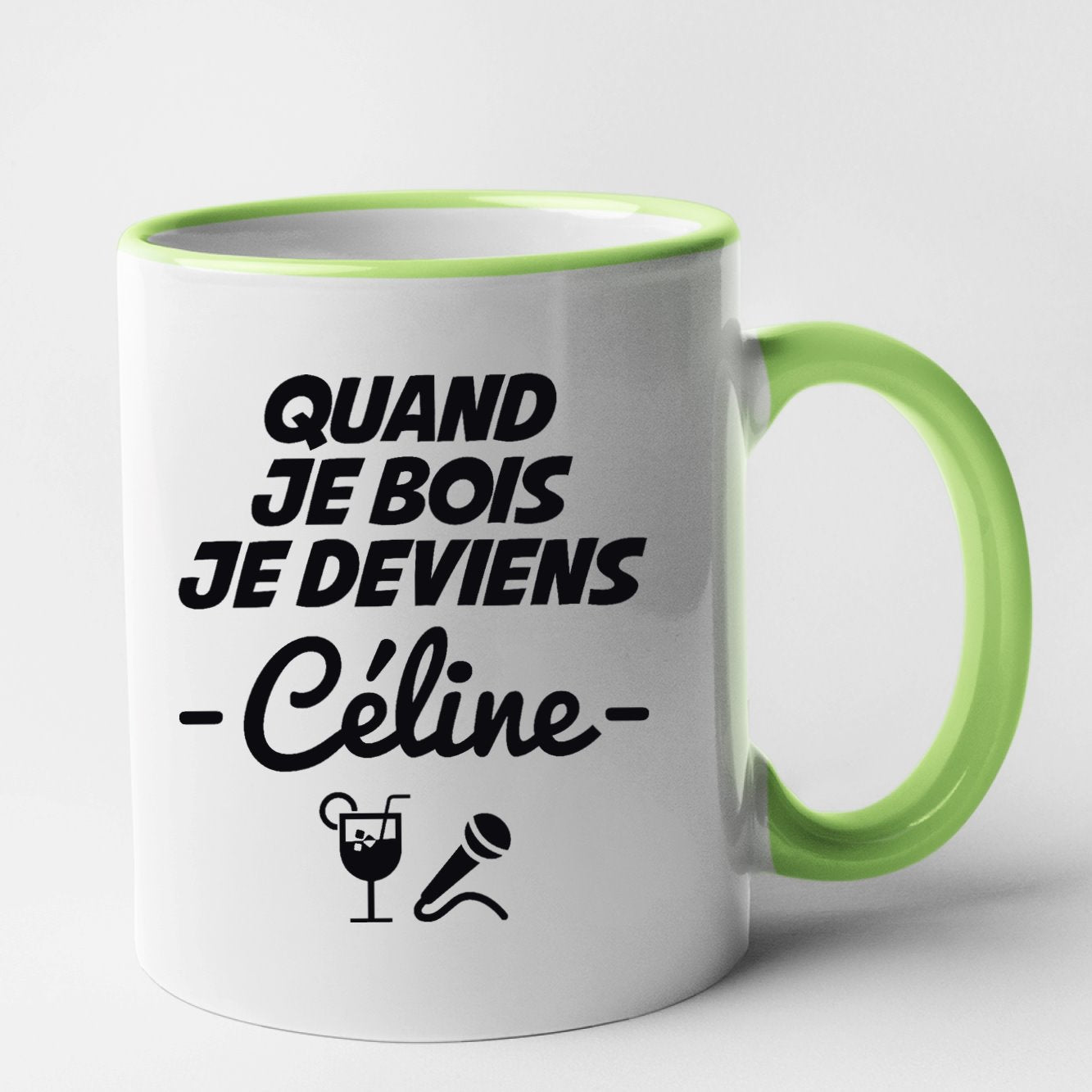 Mug Quand je bois je deviens Céline Vert