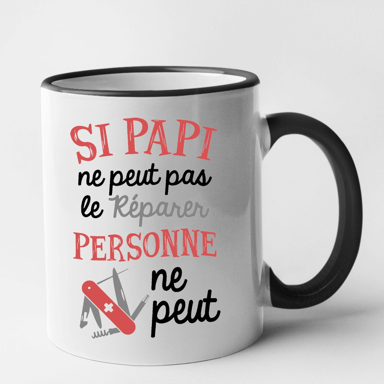 Mug Si papi ne peut pas pas le réparer Noir