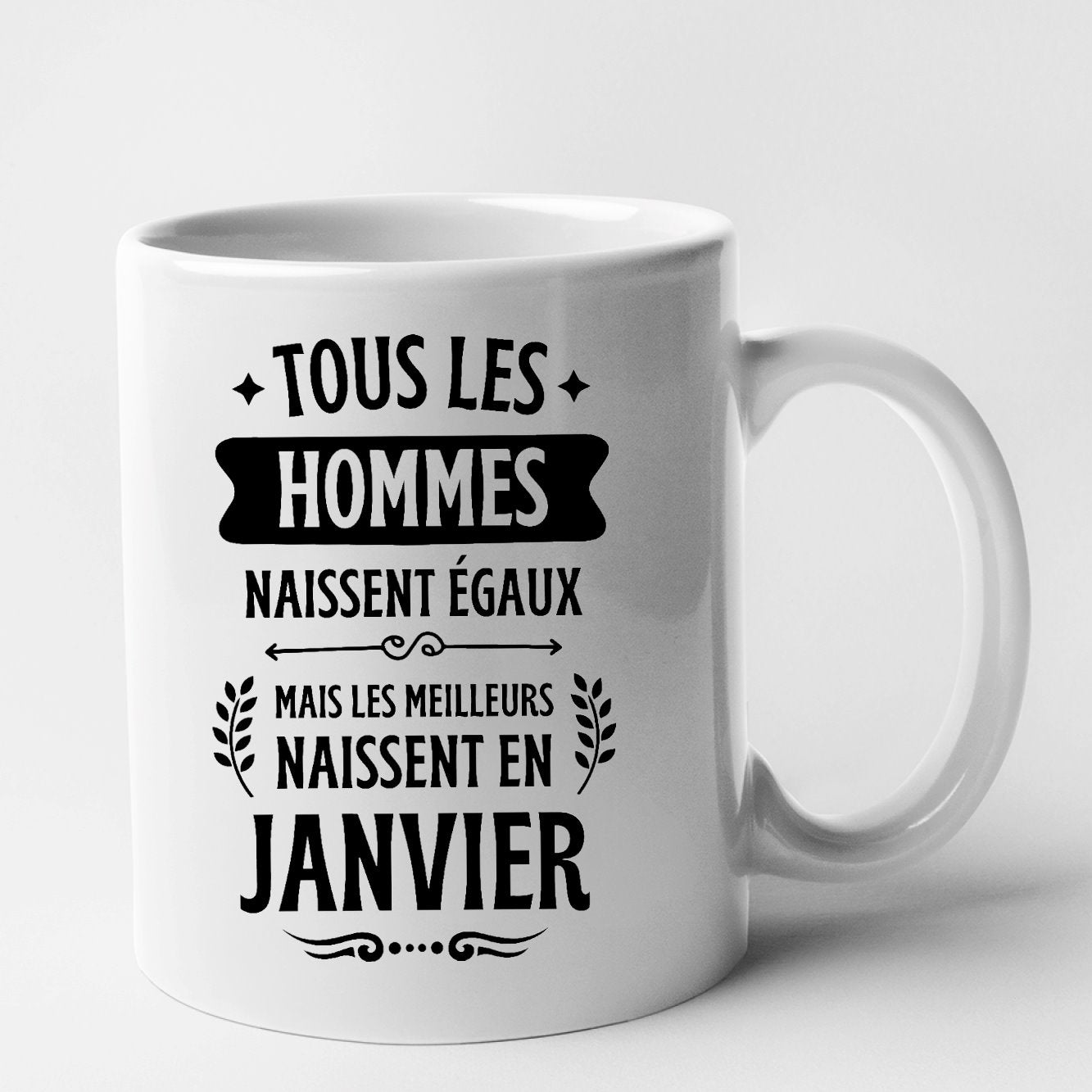 Mug Tous les hommes naissent égaux les meilleurs en janvier Blanc
