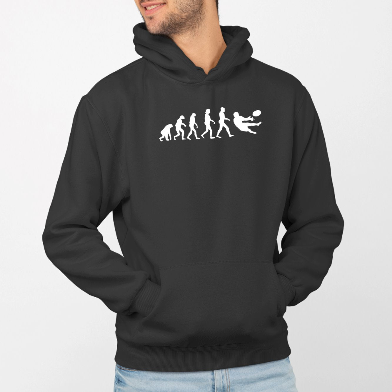 Sweat Capuche Adulte Évolution rugby Noir