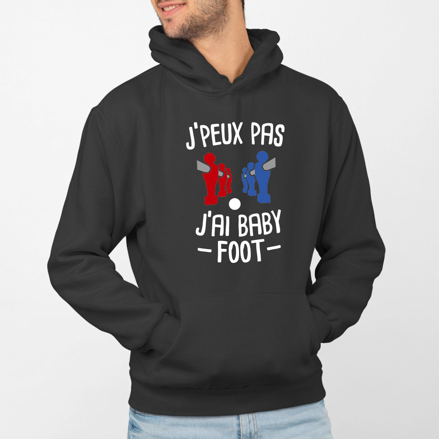 Sweat Capuche Adulte J'peux pas j'ai baby-foot Noir