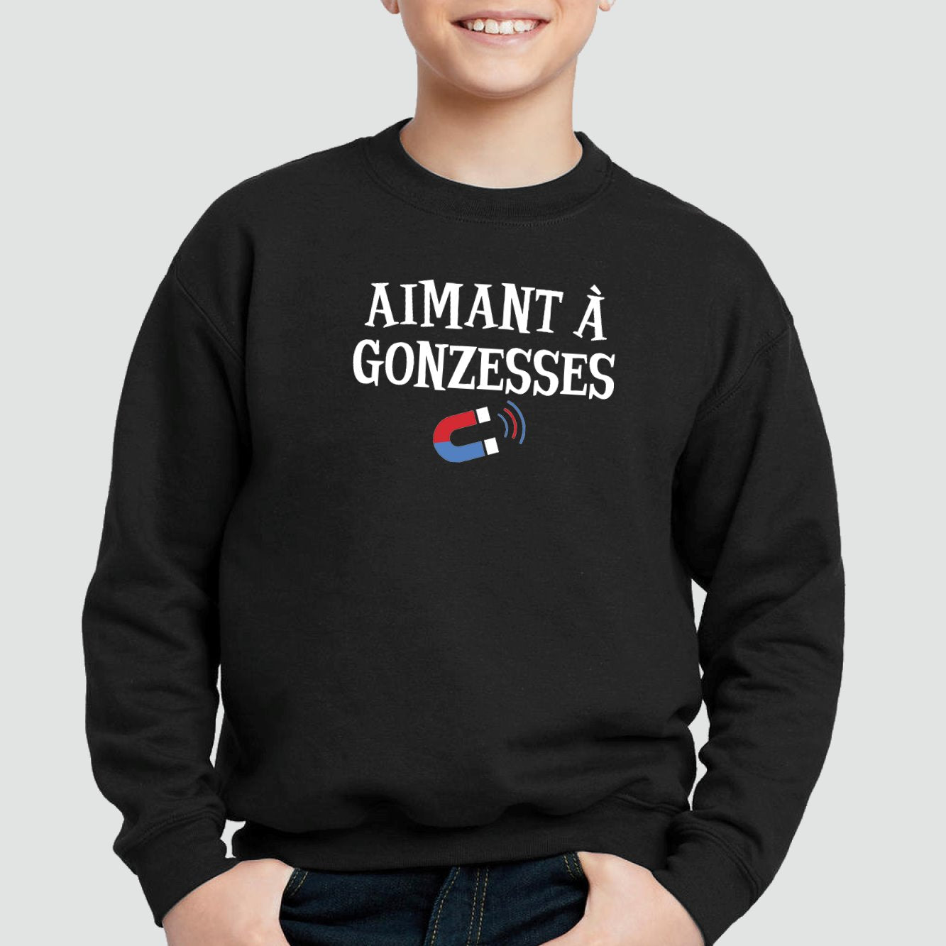 Sweat Enfant Aimant à gonzesses Noir