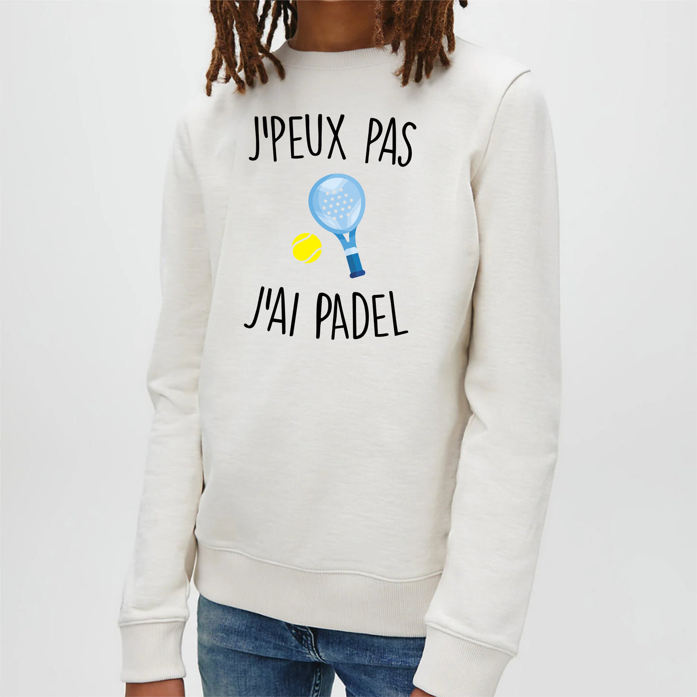 Sweat Enfant J'peux pas j'ai padel Blanc