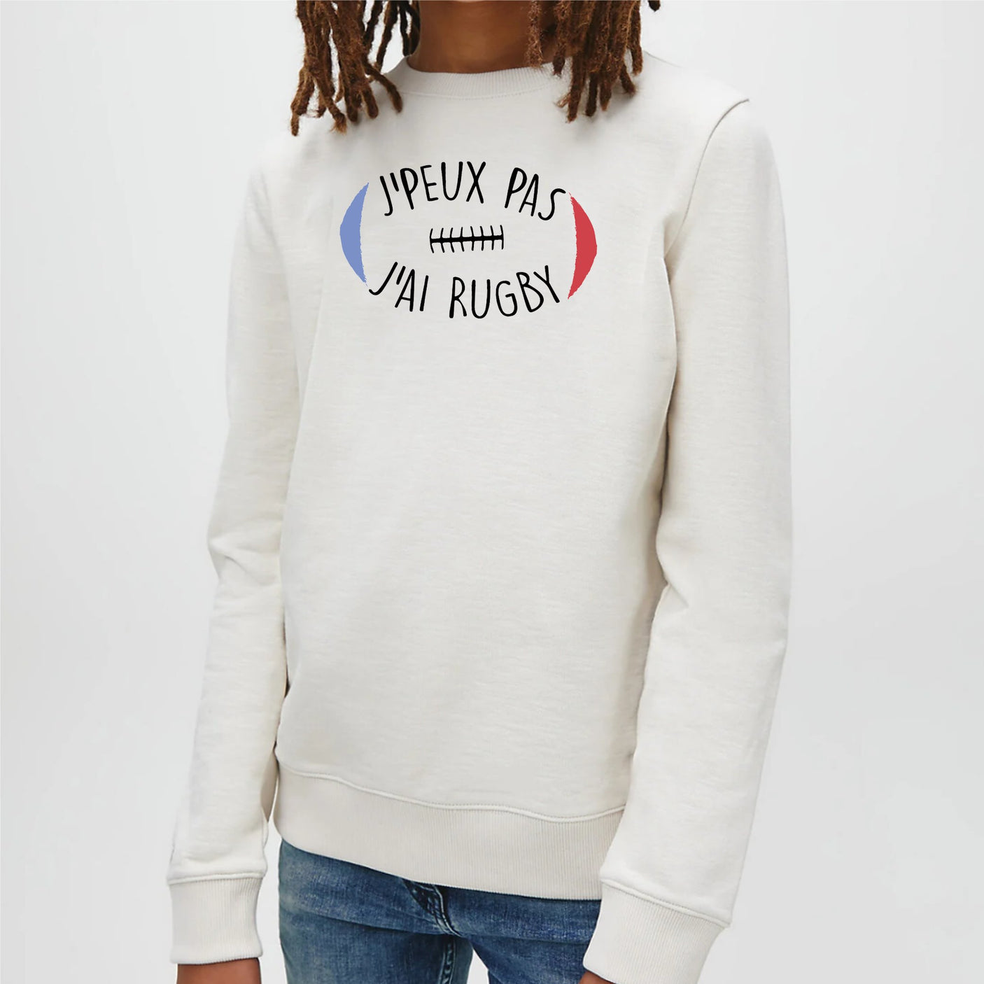 Sweat Enfant J'peux pas j'ai rugby Blanc