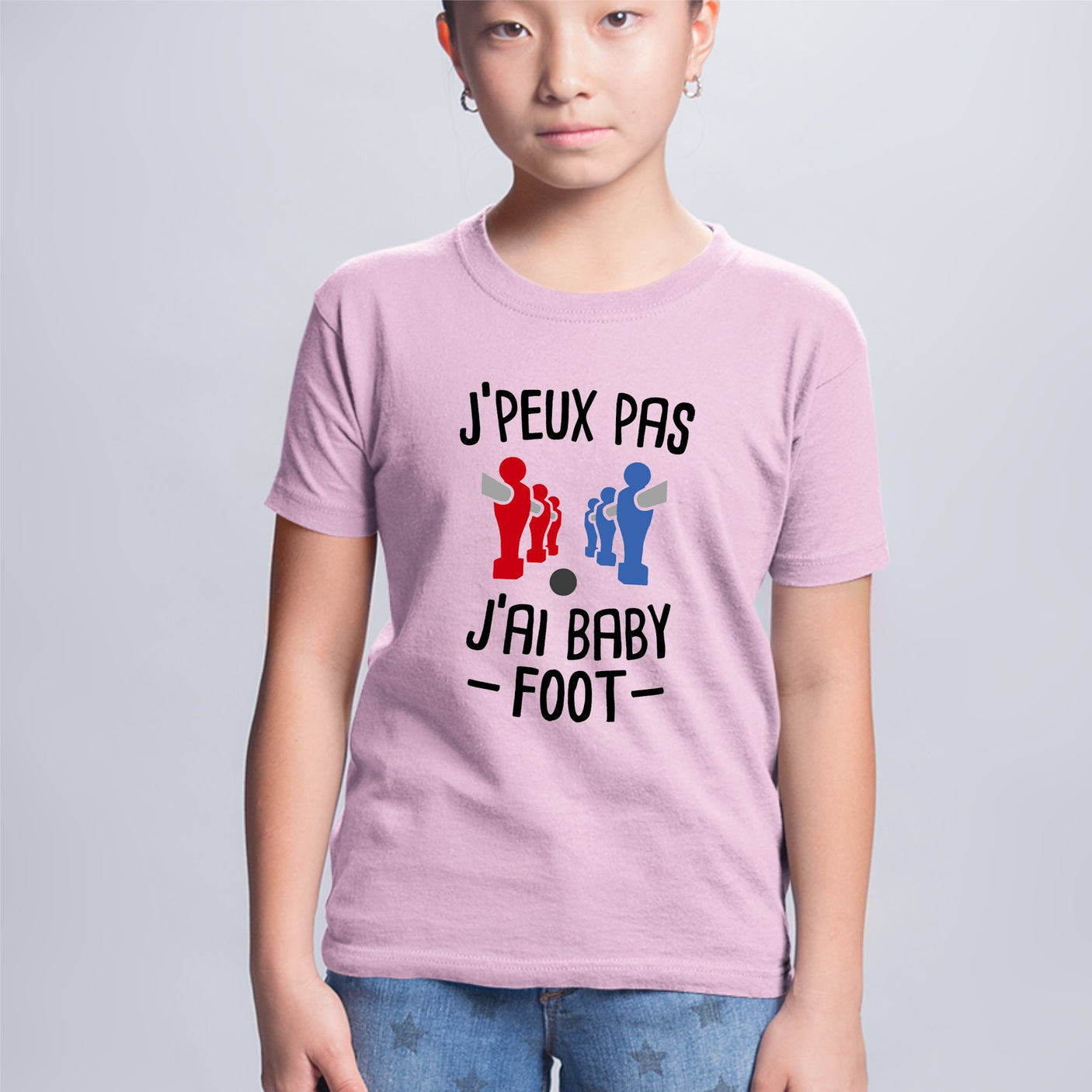 T-Shirt Enfant J'peux pas j'ai baby-foot Rose