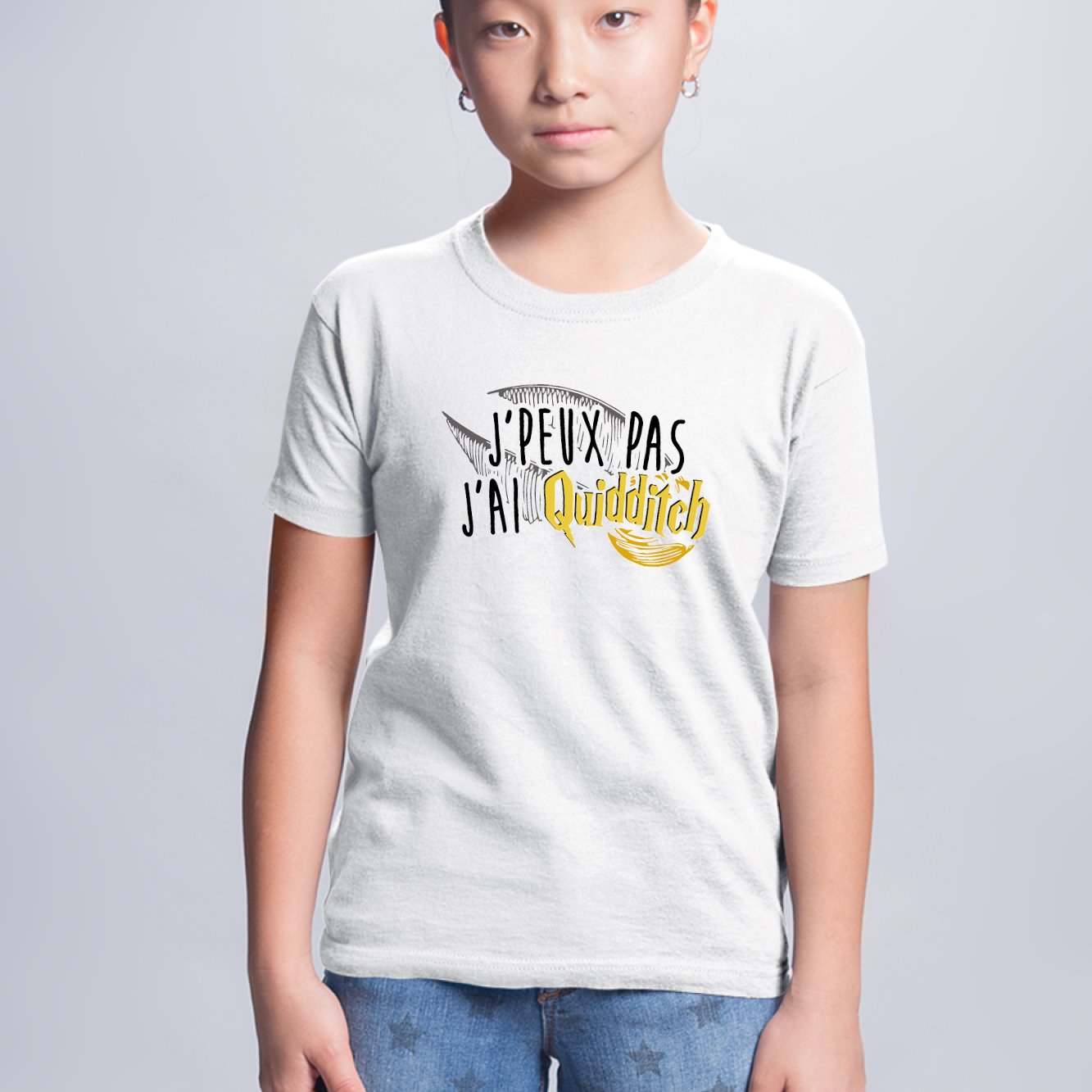 T-Shirt Enfant J'peux pas j'ai Quidditch Blanc
