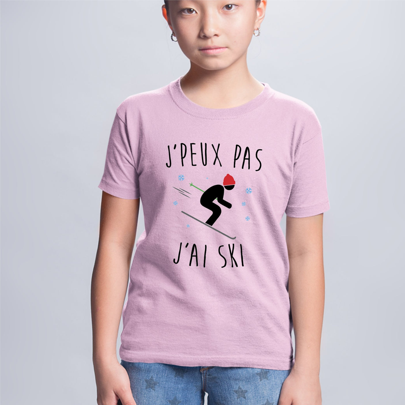 T-Shirt Enfant J'peux pas j'ai ski Rose