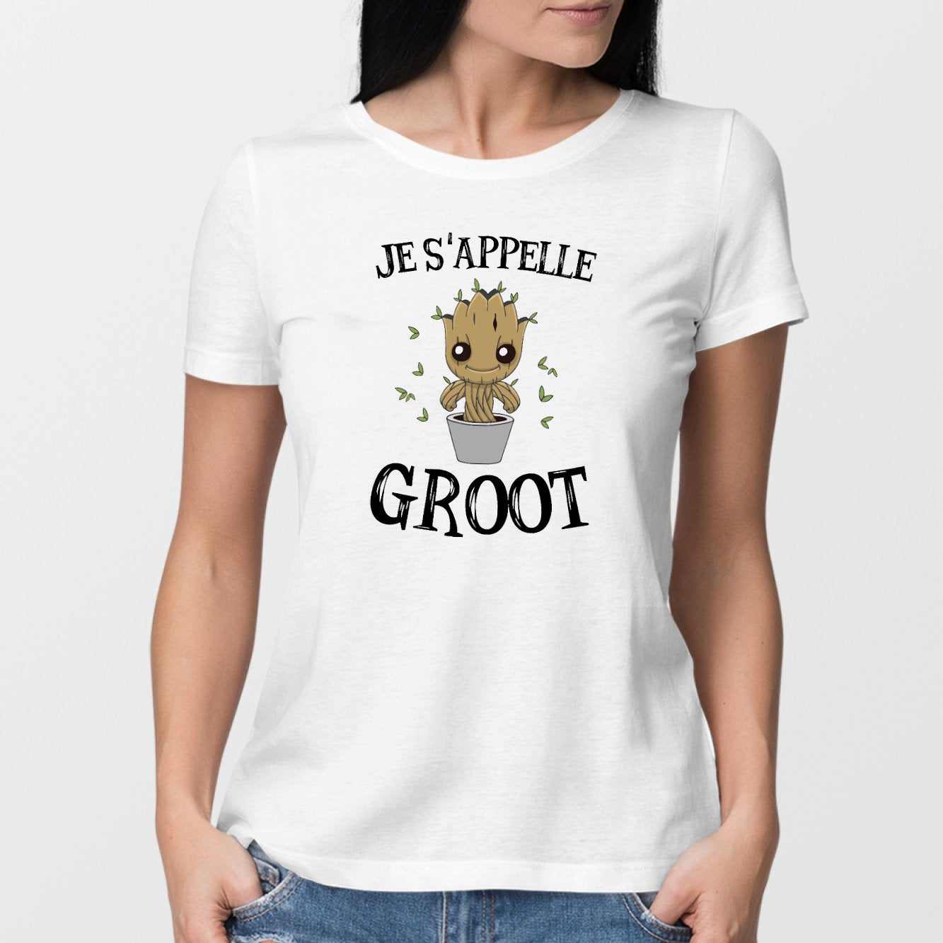 T-Shirt Femme Je s'appelle Groot Blanc