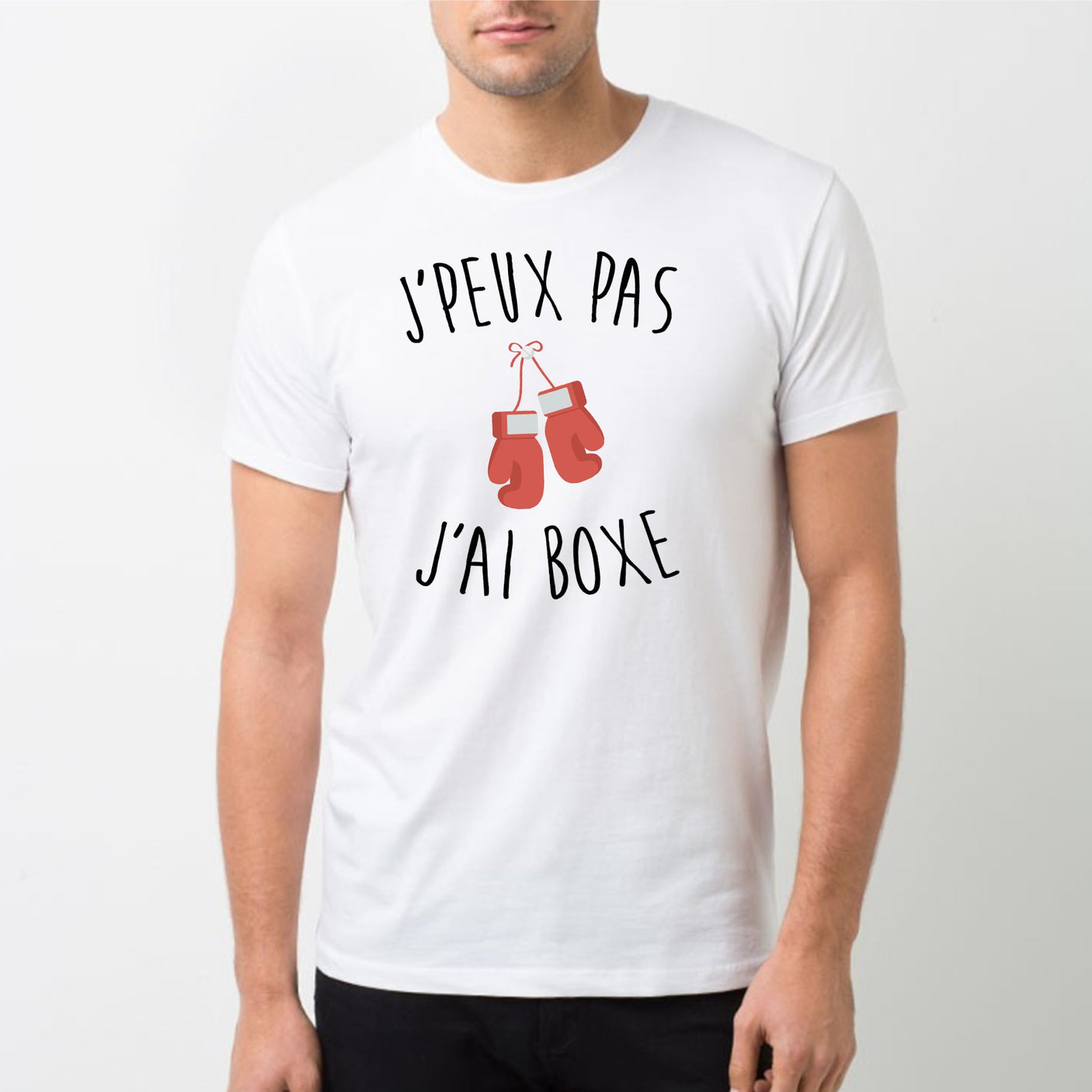 T-Shirt Homme J'peux pas j'ai boxe Blanc