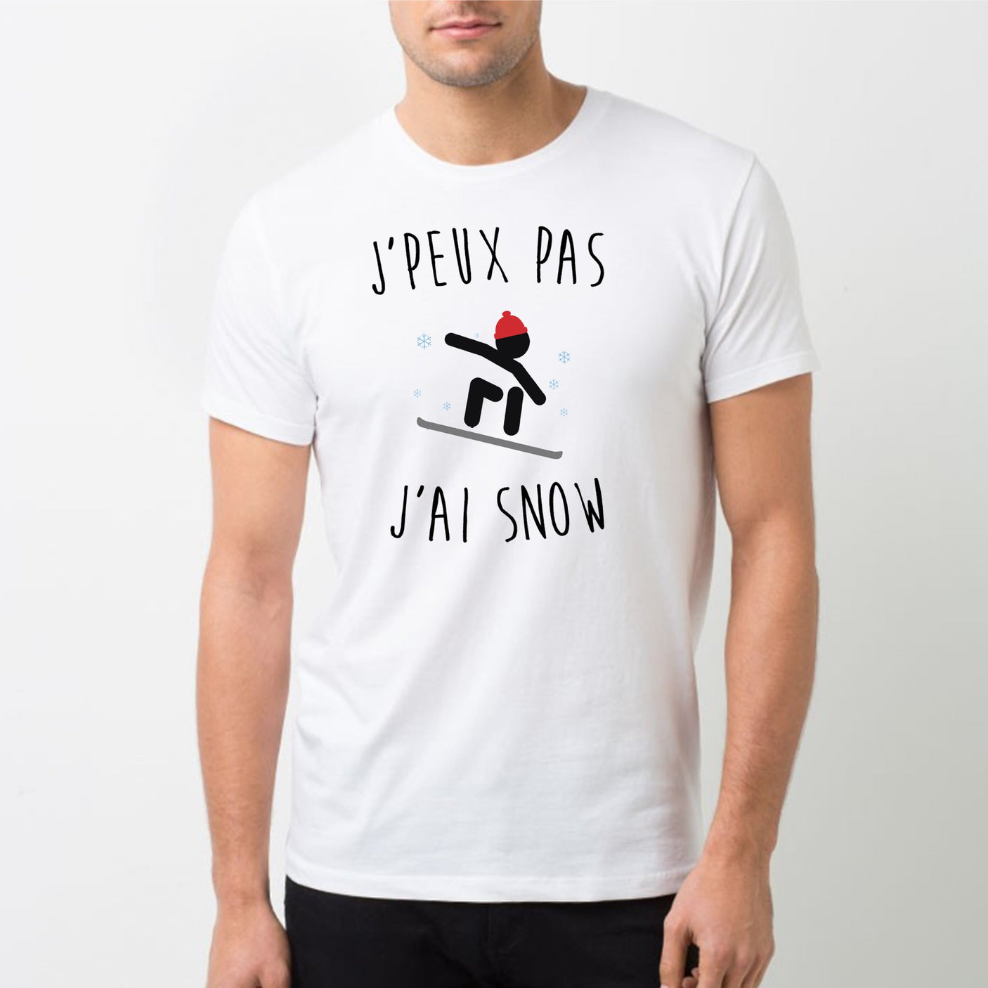 T-Shirt Homme J'peux pas j'ai snow Blanc