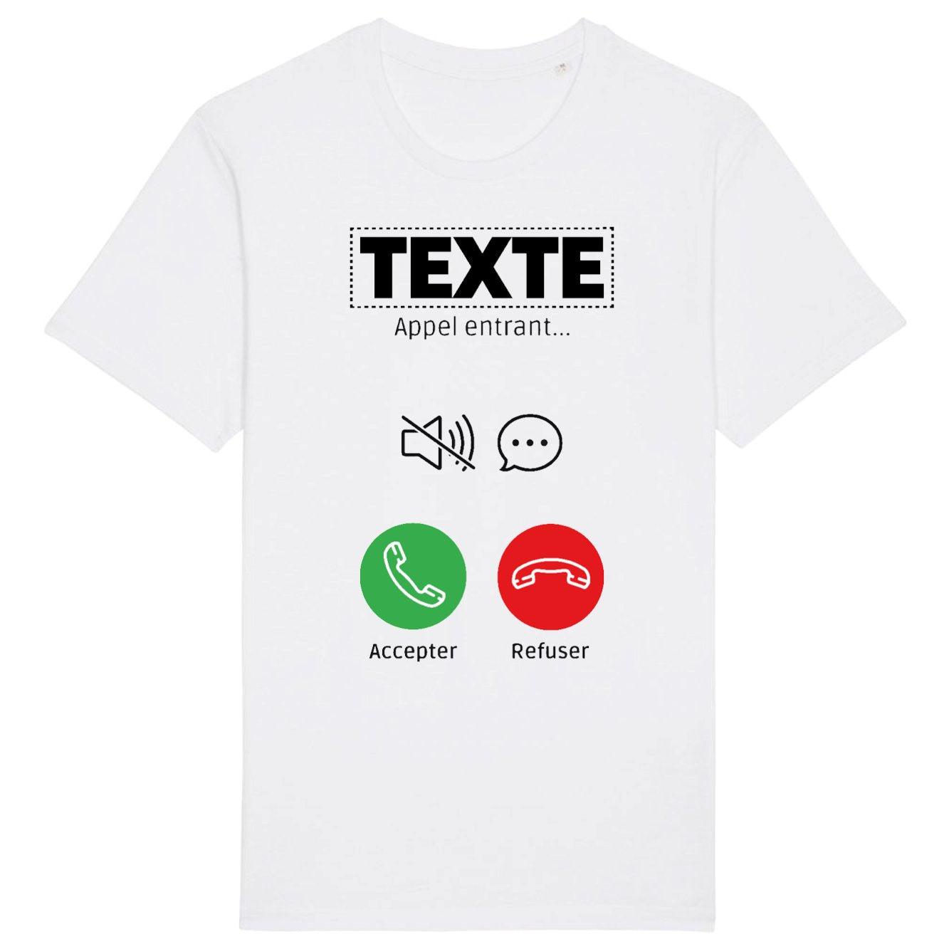 T-Shirt Homme Personnalisé Appel de "votre texte" Blanc