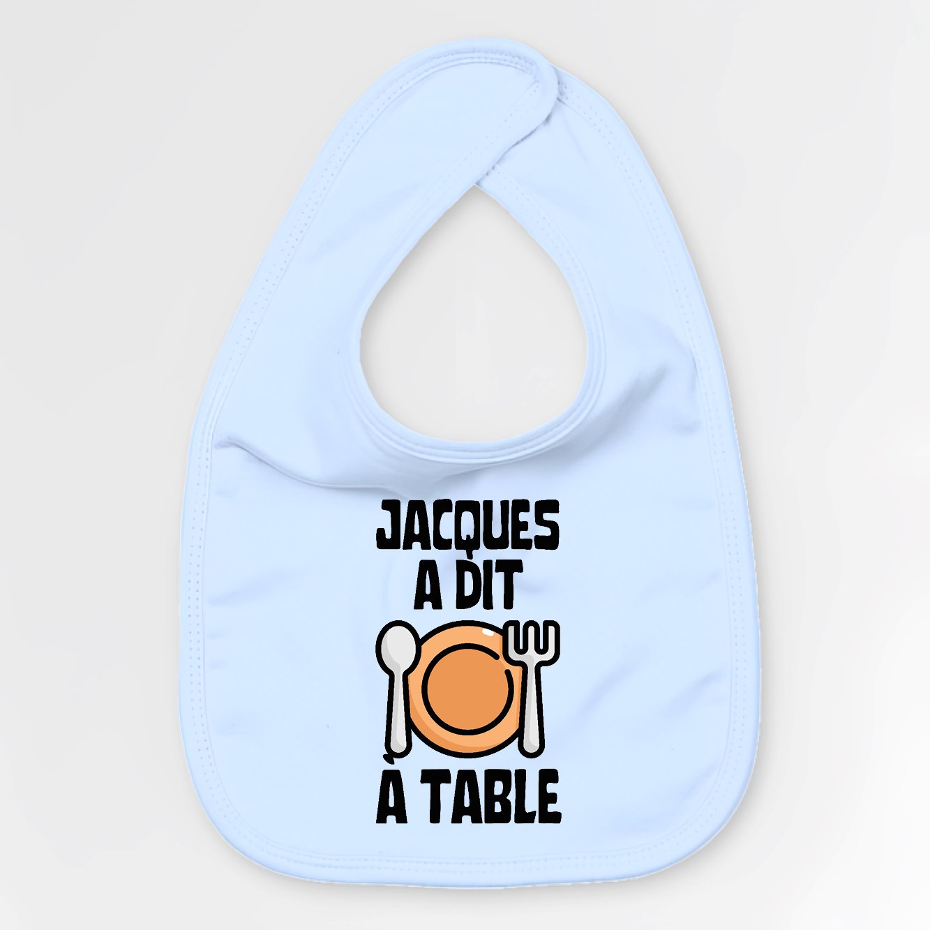 Bavoir Bébé Jacques a dit à table Bleu