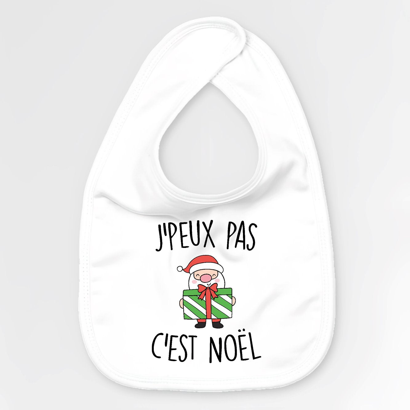 Bavoir Bébé J'peux pas c'est Noël Blanc