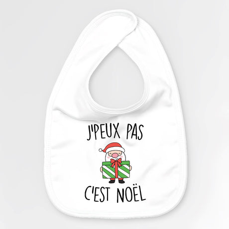 Bavoir Bébé J'peux pas c'est Noël Blanc