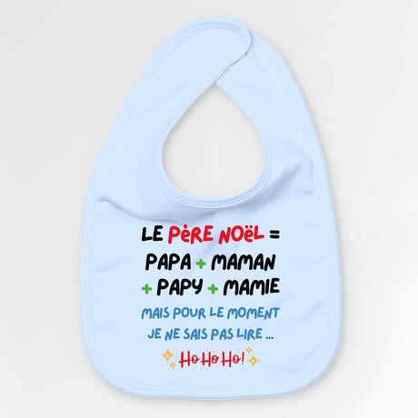 Bavoir Bébé Le Père Noël c'est papa maman papy mamie Bleu