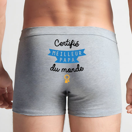 Boxer Homme Certifié meilleur papa du monde Gris