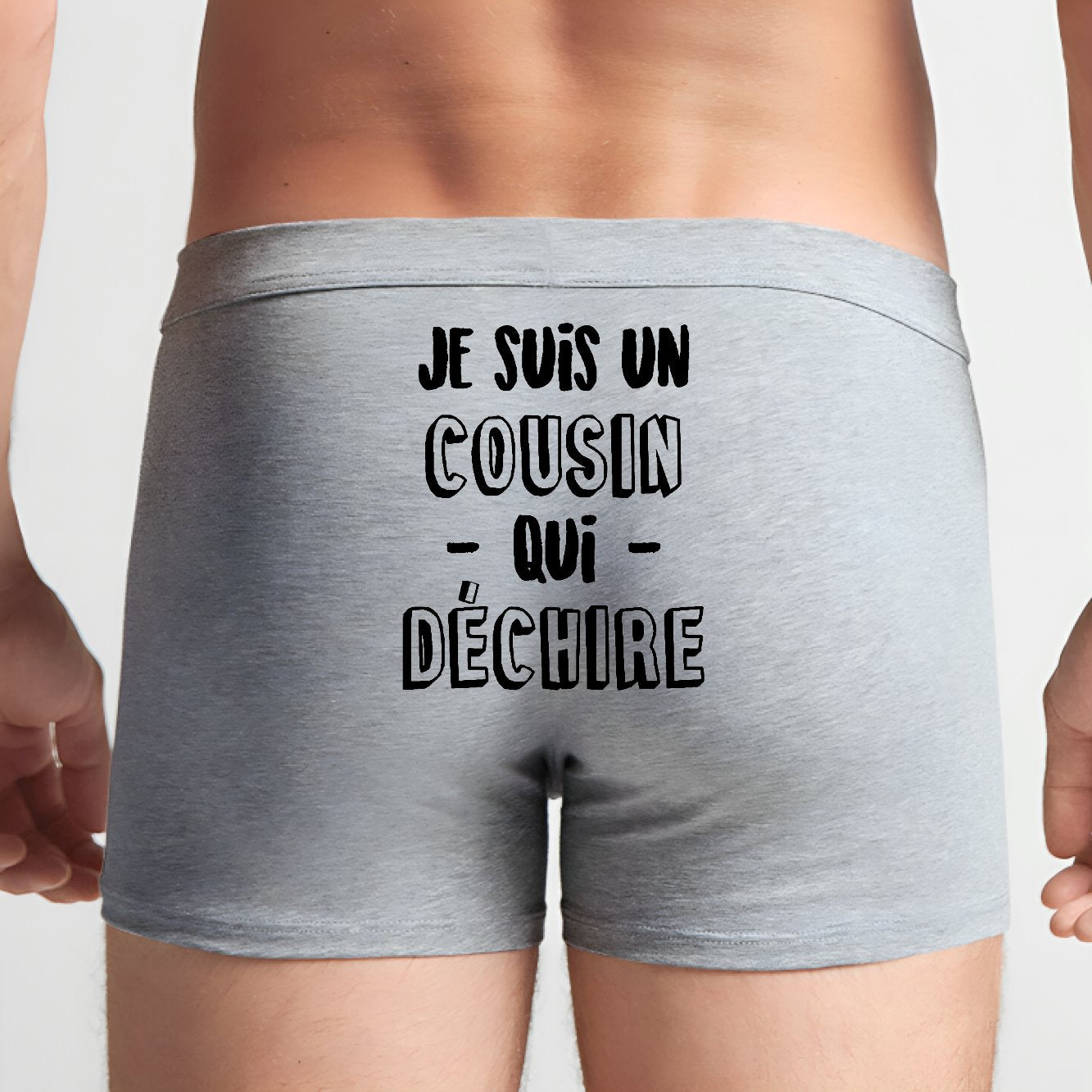 Boxer Homme Cousin qui déchire Gris