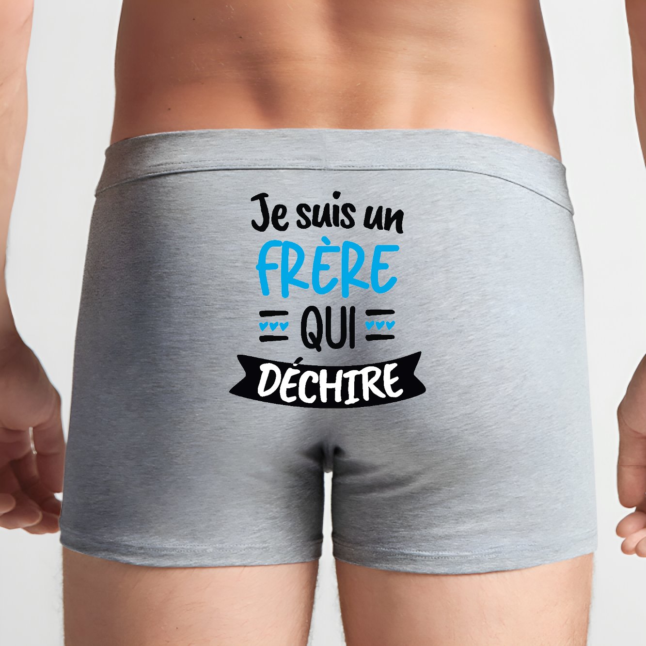 Boxer Homme Frère qui déchire Gris