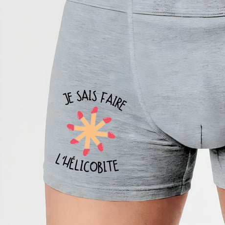 Boxer Homme Je sais faire l'hélicobite Gris