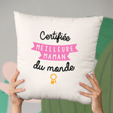 Coussin Certifiée meilleure maman du monde Beige