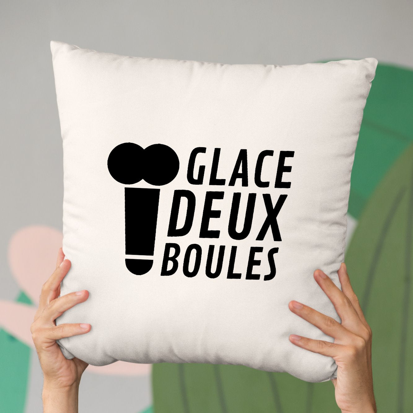 Coussin Glace deux boules Beige