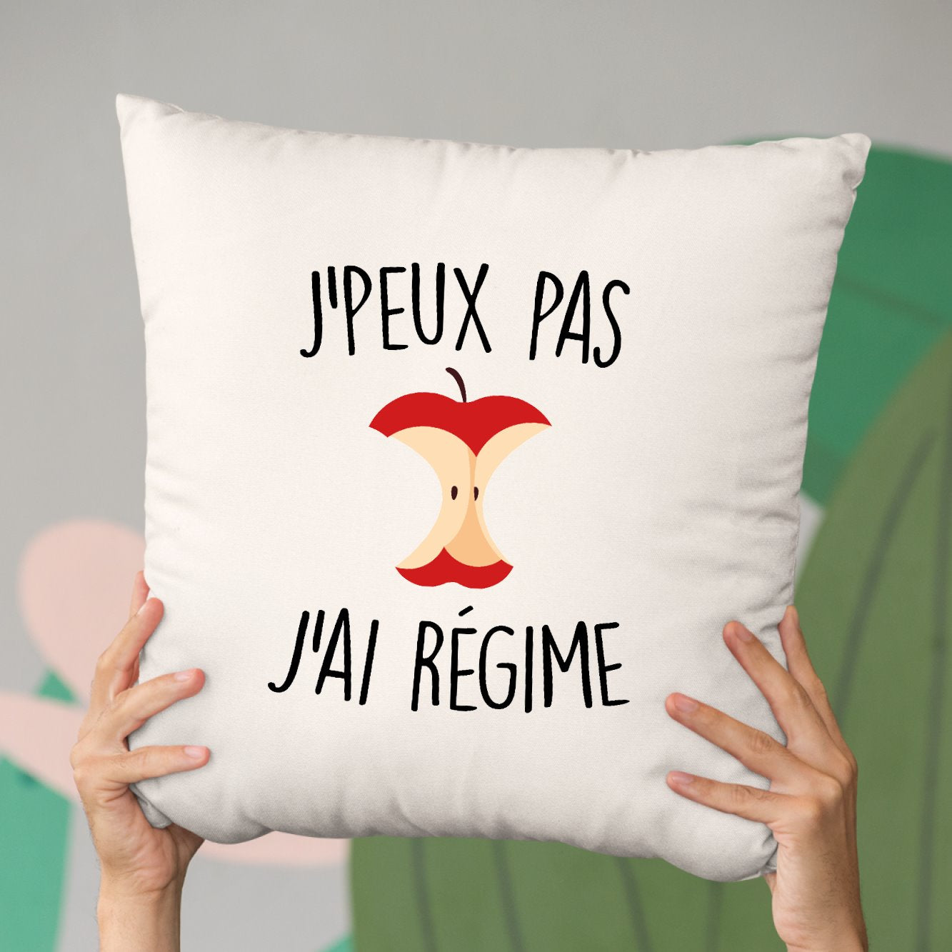 Coussin J'peux pas j'ai régime Beige