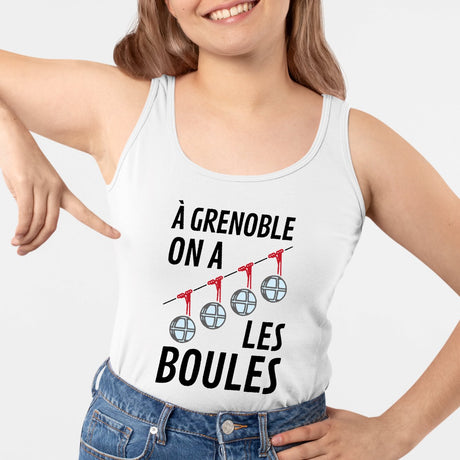 Débardeur Femme À Grenoble on a les boules Blanc