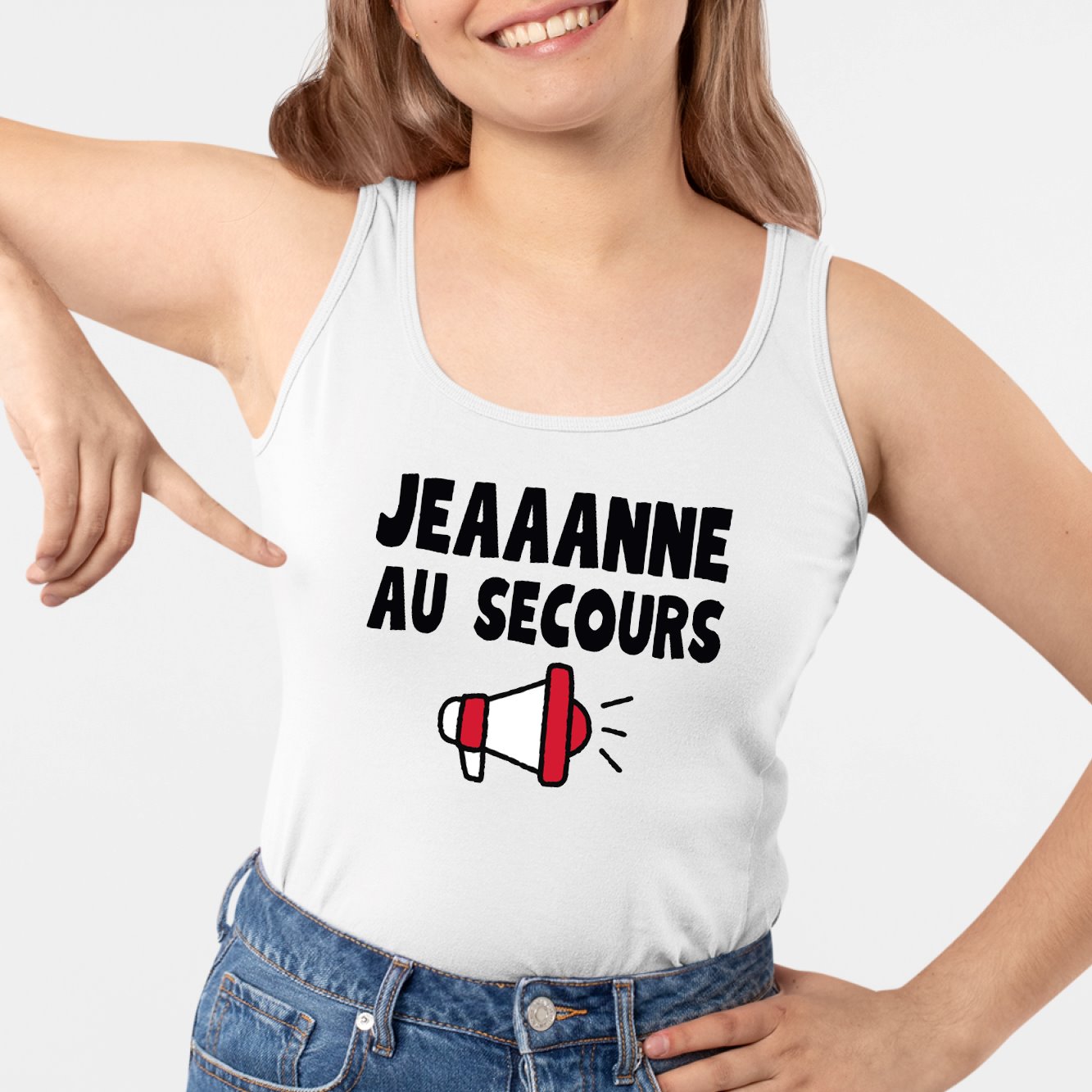 Débardeur Femme Jeanne au secours Blanc