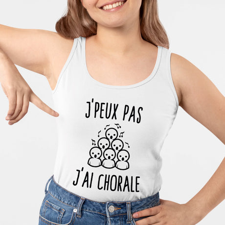 Débardeur Femme J'peux pas j'ai chorale Blanc