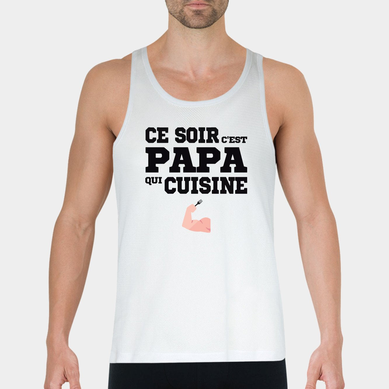 Débardeur Homme Ce soir c'est papa qui cuisine Blanc