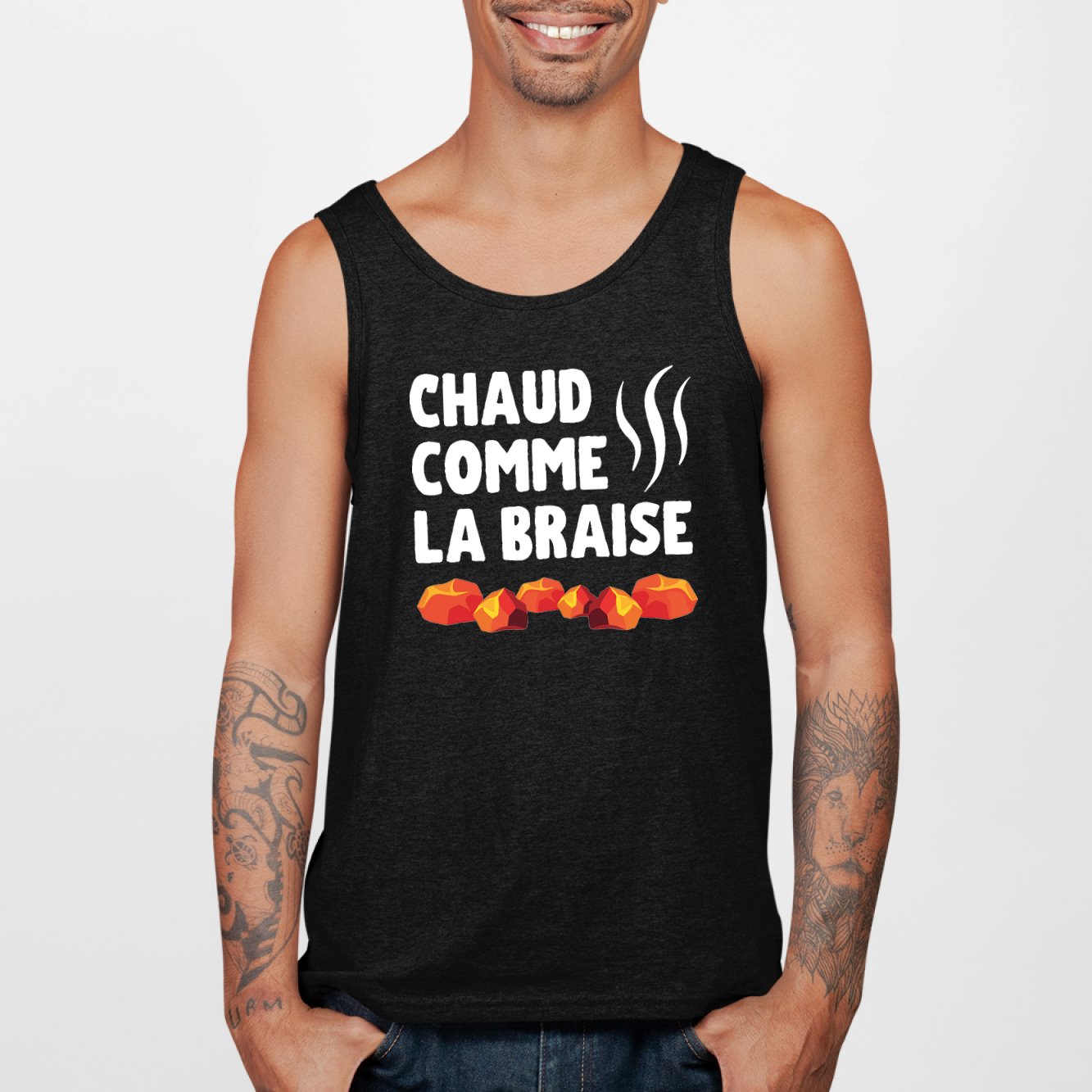 Débardeur Homme Chaud comme la braise Noir